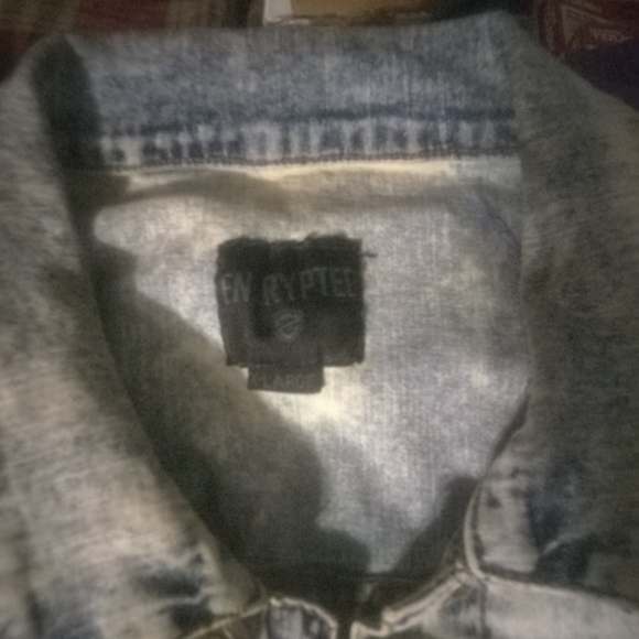 Encrypted Denium Jacket Blue Patches!! Great Condition! - Picture 3 of 4